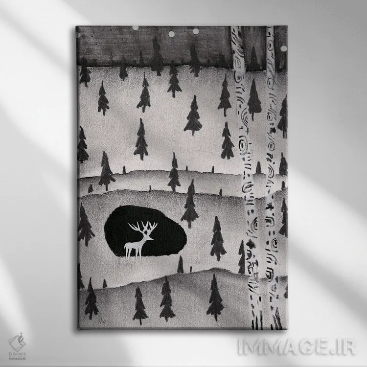 تابلو دکوراتیو گوزن اثر ناینکه کویپرز - نمای روبهرو روی دیوار