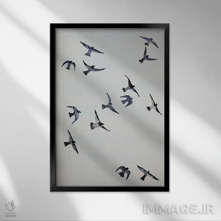 تابلو دکوراتیو کلاغ ها اثر ناینکه کویپرز - نمای قابدار مشکی