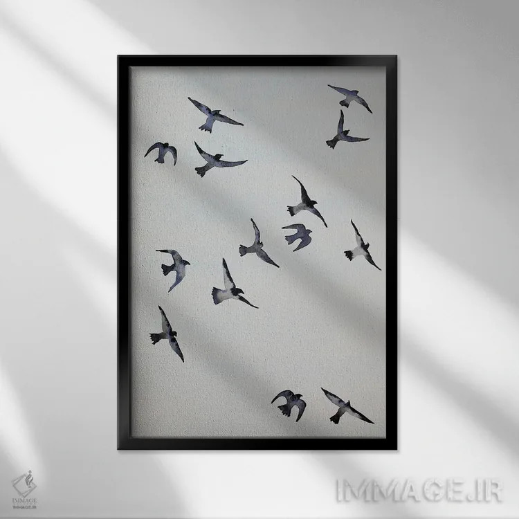 تابلو دکوراتیو کلاغ ها اثر ناینکه کویپرز - نمای قابدار مشکی