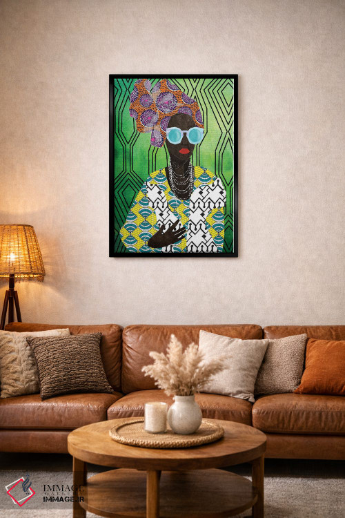 تابلو دکوراتیو زن مدرن با توربان اثر نیکی چو - D5B