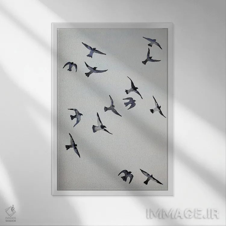 تابلو دکوراتیو کلاغ ها اثر ناینکه کویپرز - نمای قابدار سفید