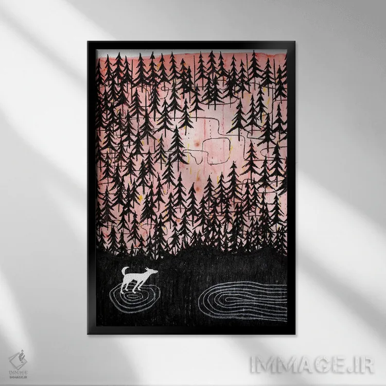 تابلو دکوراتیو قدم زدن در جنگل اثر ناینکه کویپرز - نمای قابدار مشکی