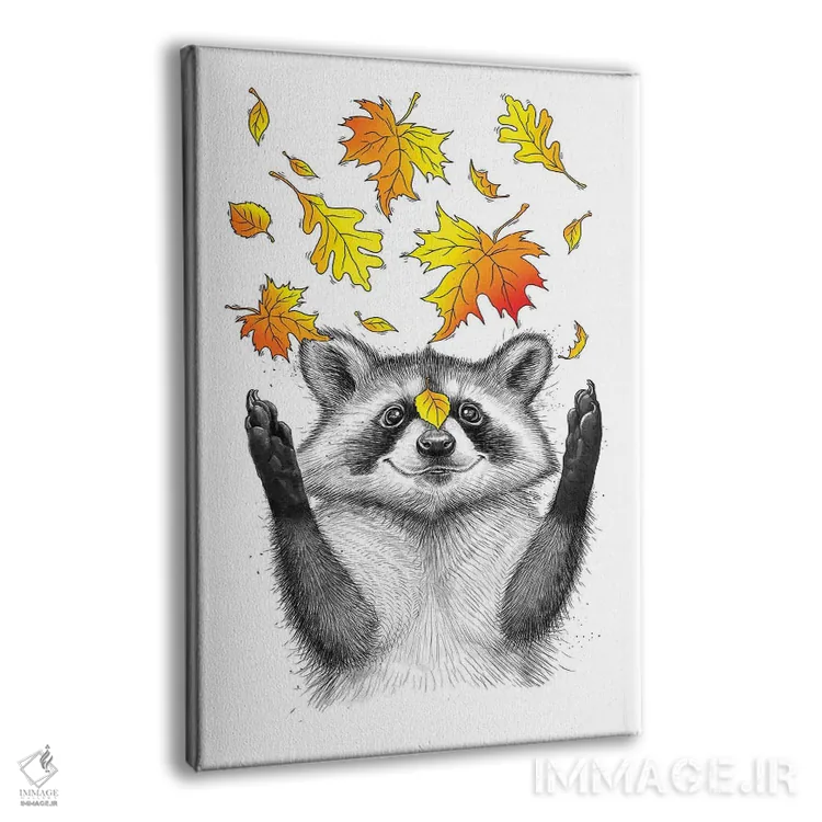 تابلو دکوراتیو راکون پاییزی اثر نیکیتا کورنکوف - نمای پرسپکتیو محصول