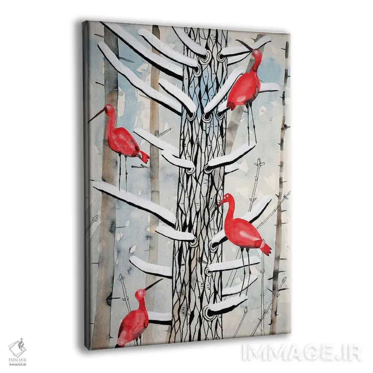 تابلو دکوراتیو ایبیس ها در برف اثر ناینکه کویپرز - نمای پرسپکتیو محصول