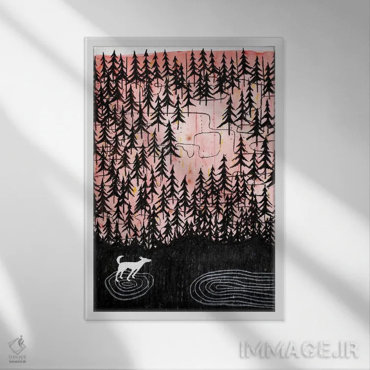 تابلو دکوراتیو قدم زدن در جنگل اثر ناینکه کویپرز - نمای قابدار سفید