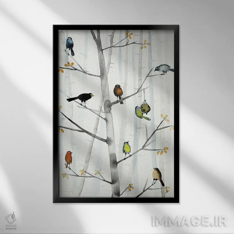 تابلو دکوراتیو پرندگان گرسنه اثر ناینکه کویپرز - نمای قابدار مشکی