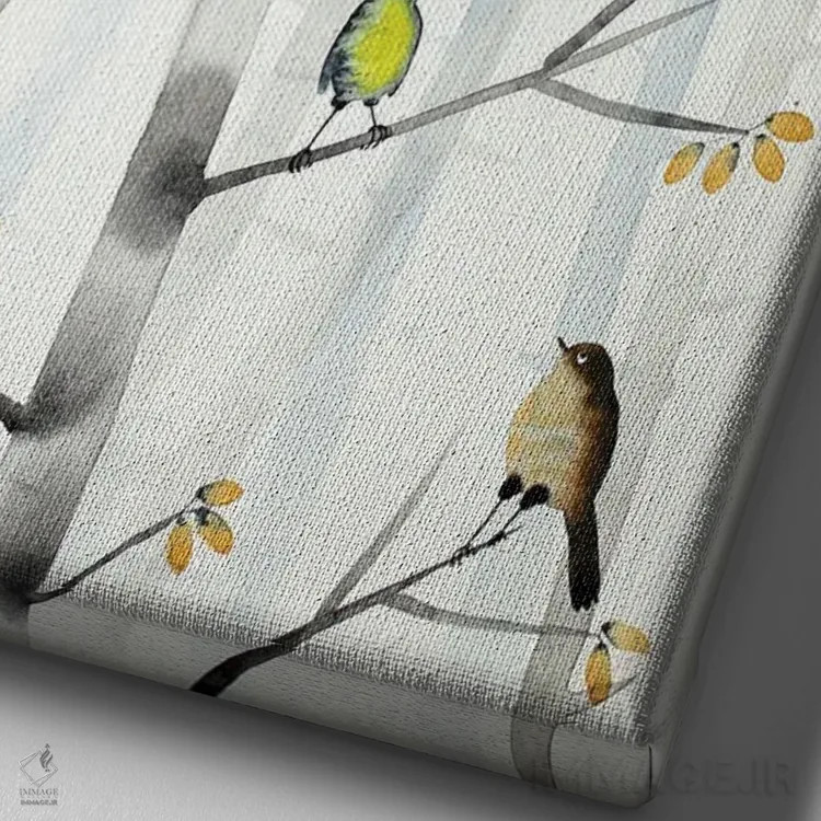 تابلو دکوراتیو پرندگان گرسنه اثر ناینکه کویپرز - نمای نزدیک بافت بوم