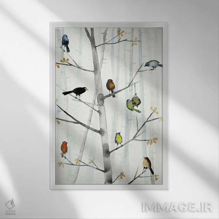 تابلو دکوراتیو پرندگان گرسنه اثر ناینکه کویپرز - نمای قابدار سفید