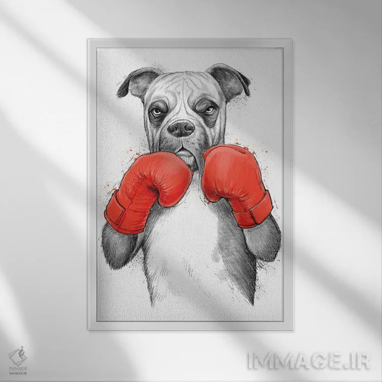 تابلو دکوراتیو بوکسور اثر نیکیتا کورنکوف - نمای قابدار سفید