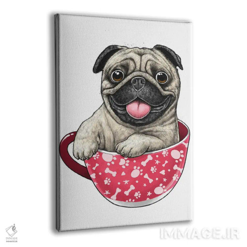 تابلو دکوراتیو پاگ درون فنجان اثر نیکیتا کورنکوف - نمای پرسپکتیو محصول