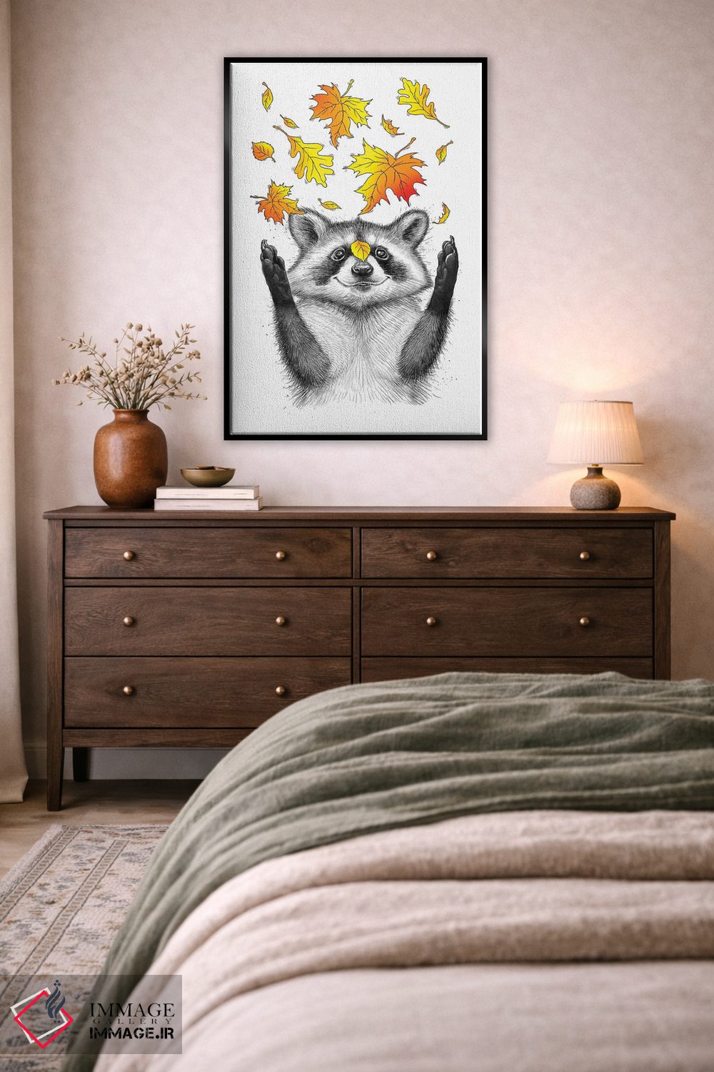 تابلو دکوراتیو راکون پاییزی اثر نیکیتا کورنکوف - D4B