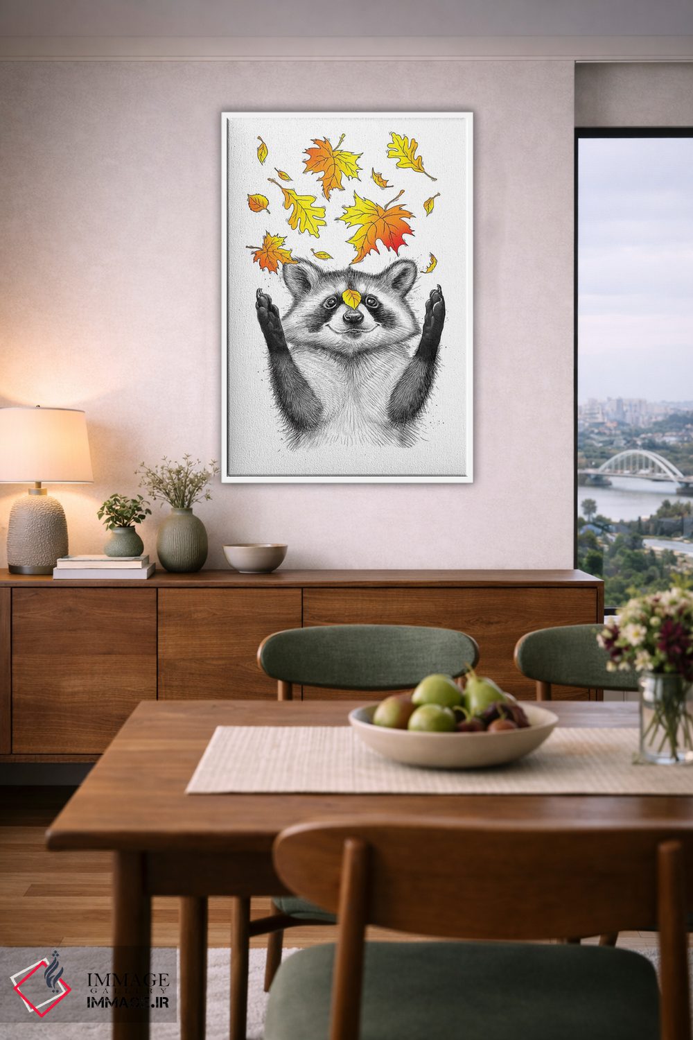 تابلو دکوراتیو راکون پاییزی اثر نیکیتا کورنکوف - D6W