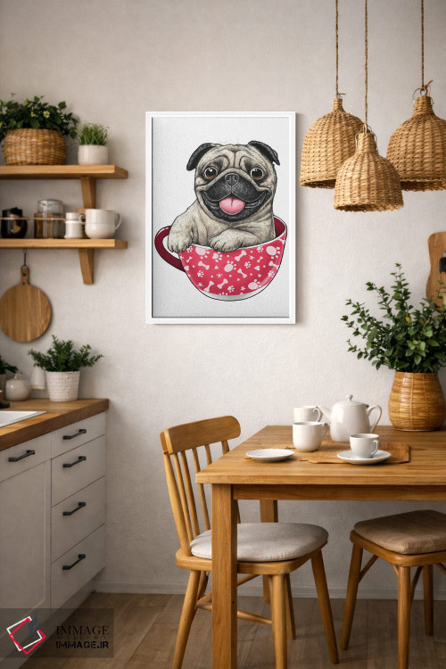 تابلو دکوراتیو پاگ درون فنجان اثر نیکیتا کورنکوف - D3W