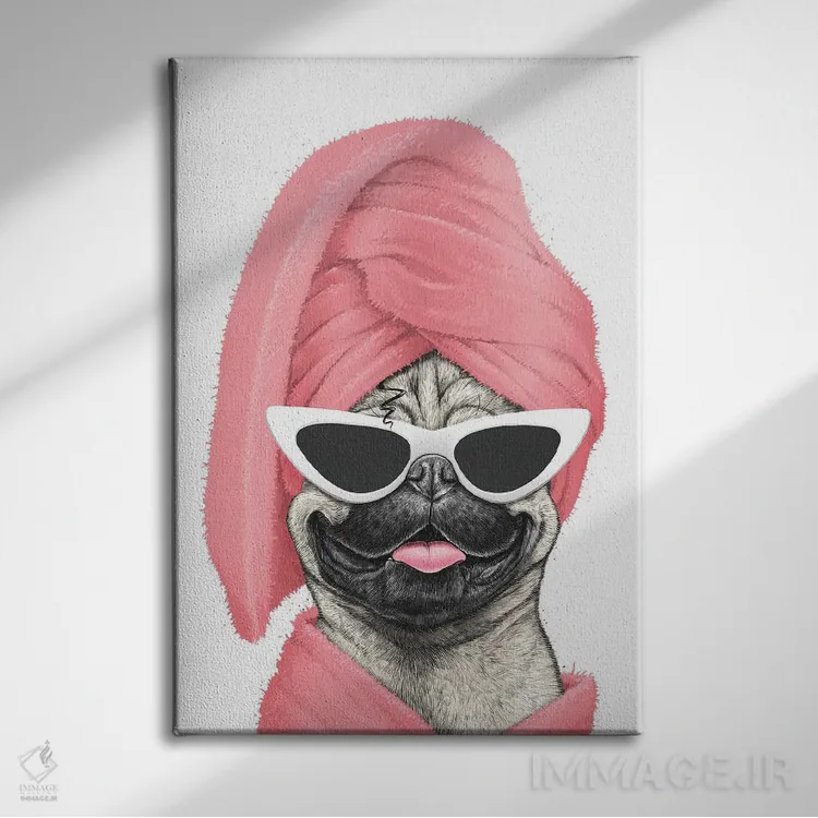 تابلو دکوراتیو پاگ بعد از حمام اثر نیکیتا کورنکوف - نمای روبهرو روی دیوار