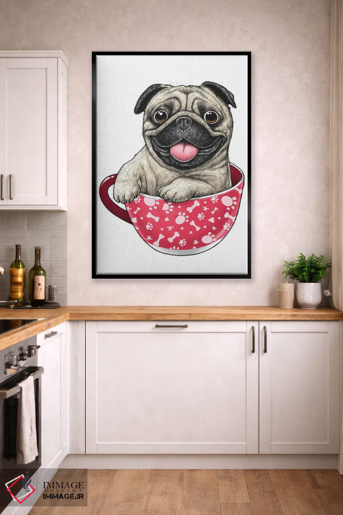 تابلو دکوراتیو پاگ درون فنجان اثر نیکیتا کورنکوف - D2B