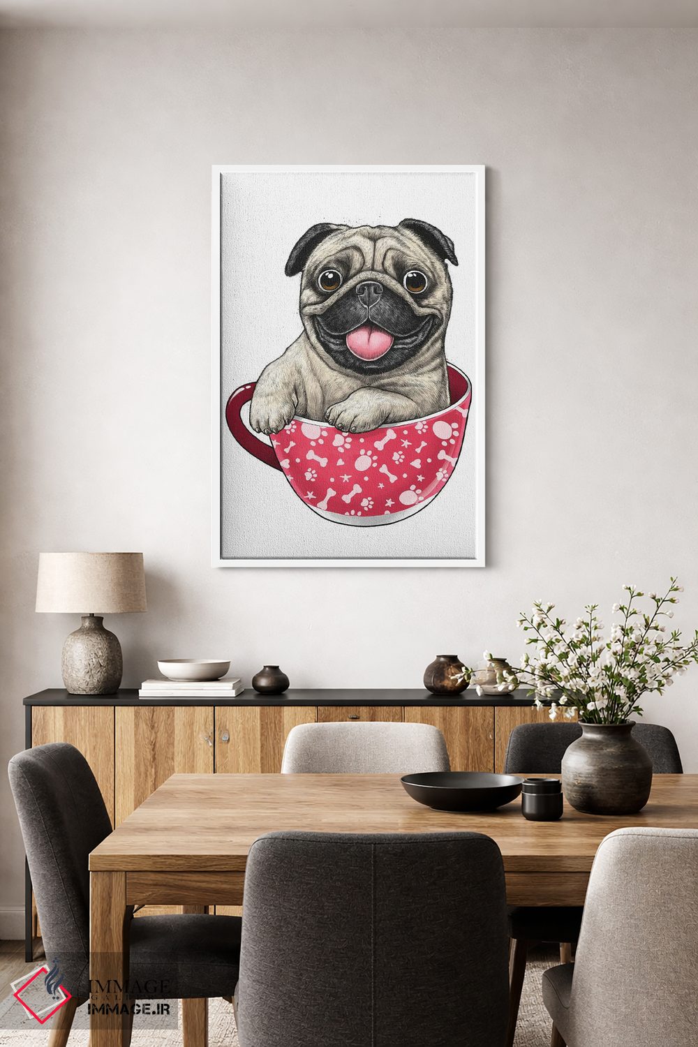 تابلو دکوراتیو پاگ درون فنجان اثر نیکیتا کورنکوف - D4W