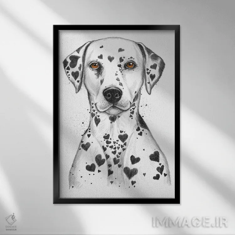 تابلو دکوراتیو دالماتین اثر نیکیتا کورنکوف - نمای قابدار مشکی