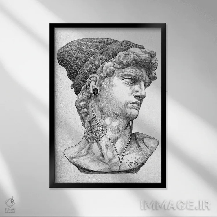 تابلو دکوراتیو داوود اثر نیکیتا کورنکوف - نمای قابدار مشکی