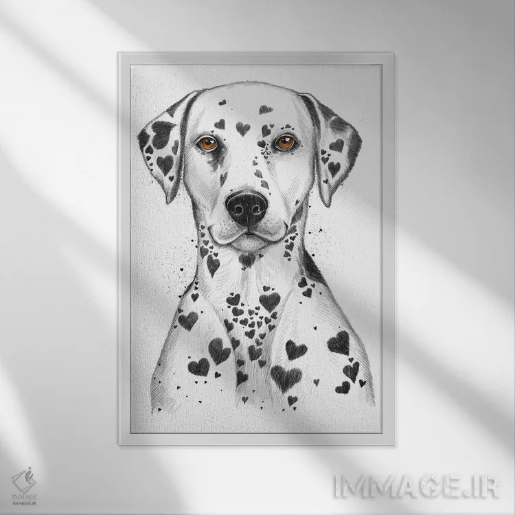 تابلو دکوراتیو دالماتین اثر نیکیتا کورنکوف - نمای قابدار سفید