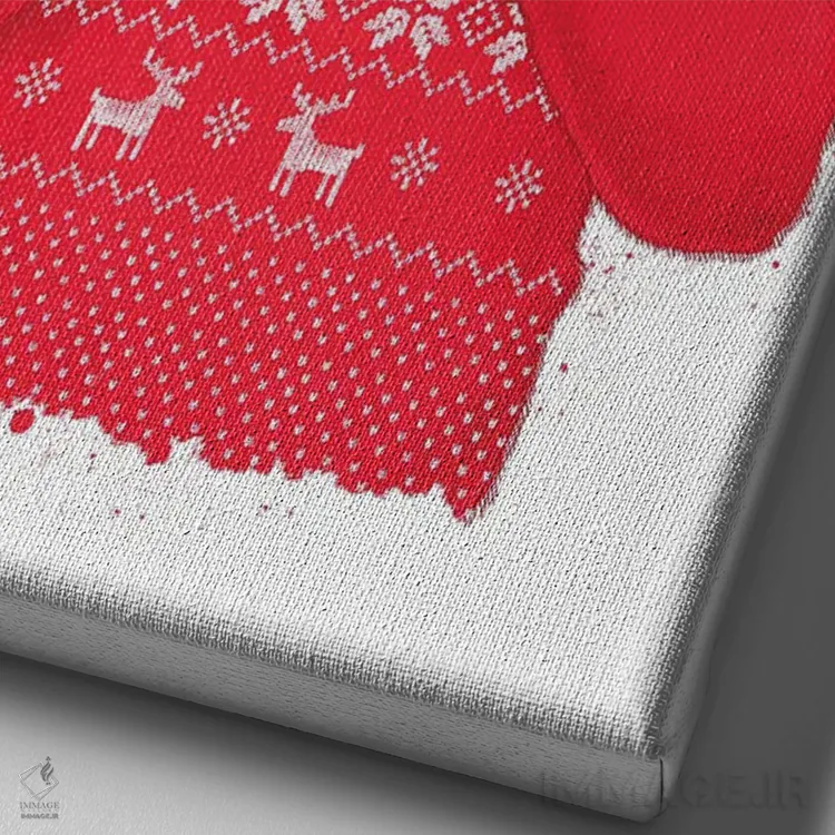 تابلو دکوراتیو خرس کریسمس دو اثر نیکیتا کورنکوف - نمای نزدیک بافت بوم