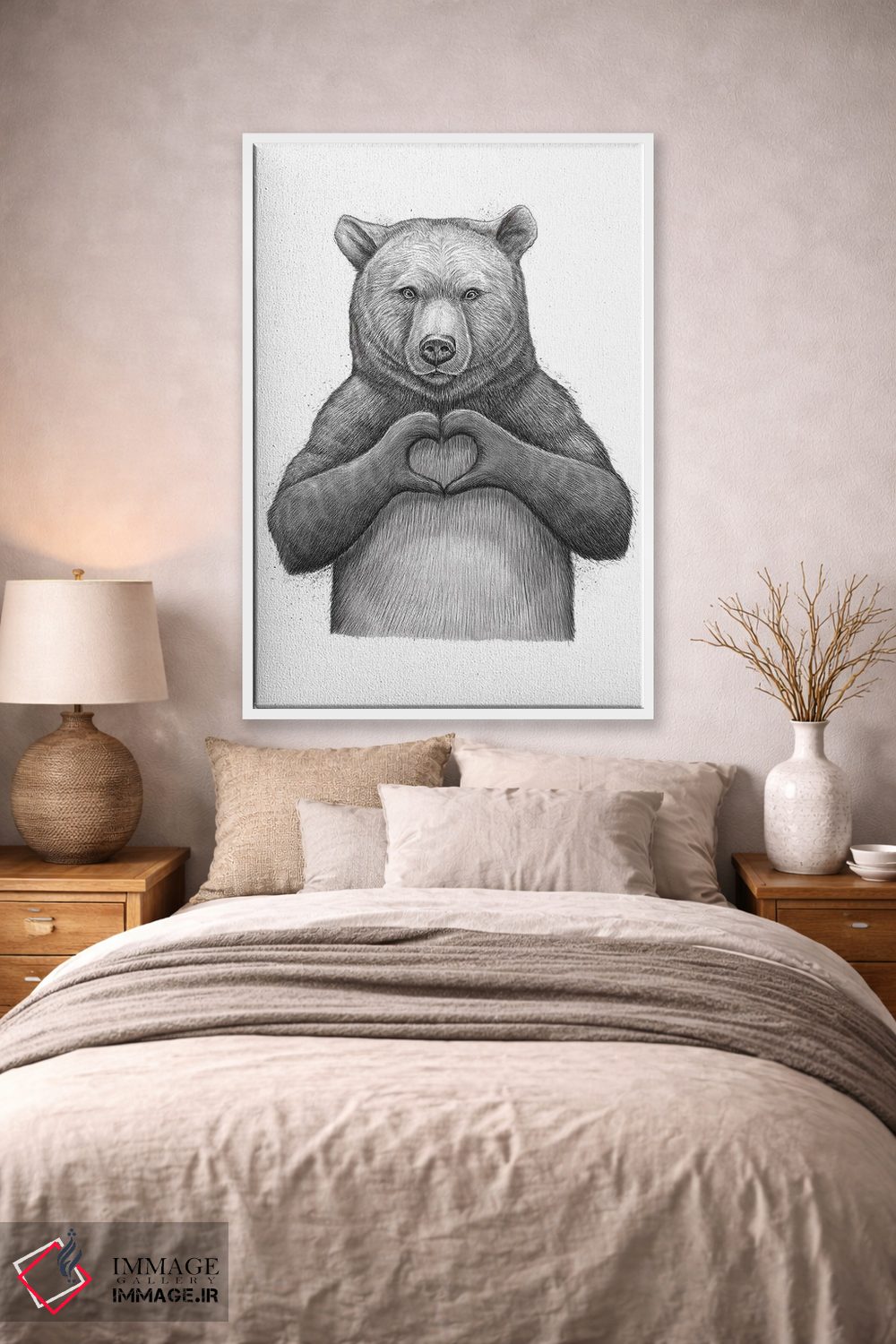 تابلو دکوراتیو خرس عاشق اثر نیکیتا کورنکوف - D1W