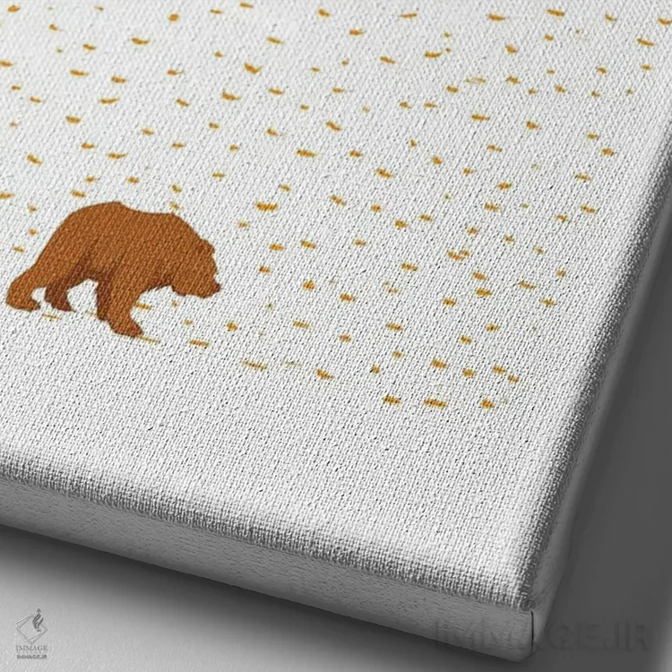 تابلو دکوراتیو درخت غان و خرس اثر نیکیتا کورنکوف - نمای نزدیک بافت بوم