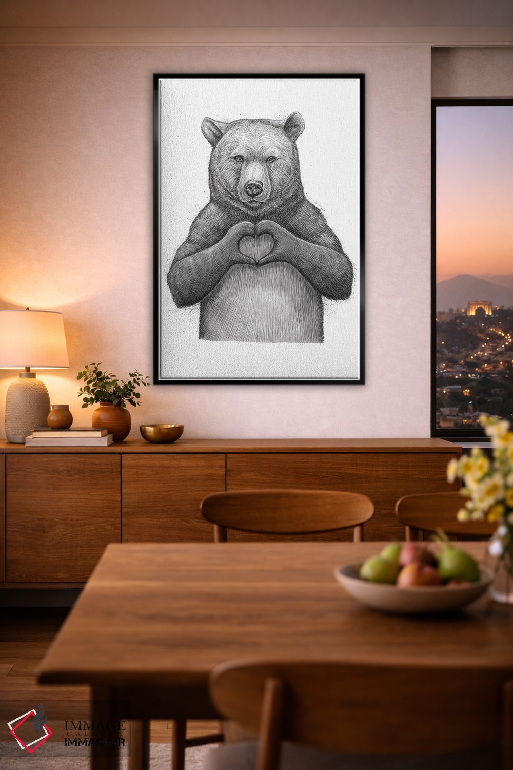 تابلو دکوراتیو خرس عاشق اثر نیکیتا کورنکوف - D3B