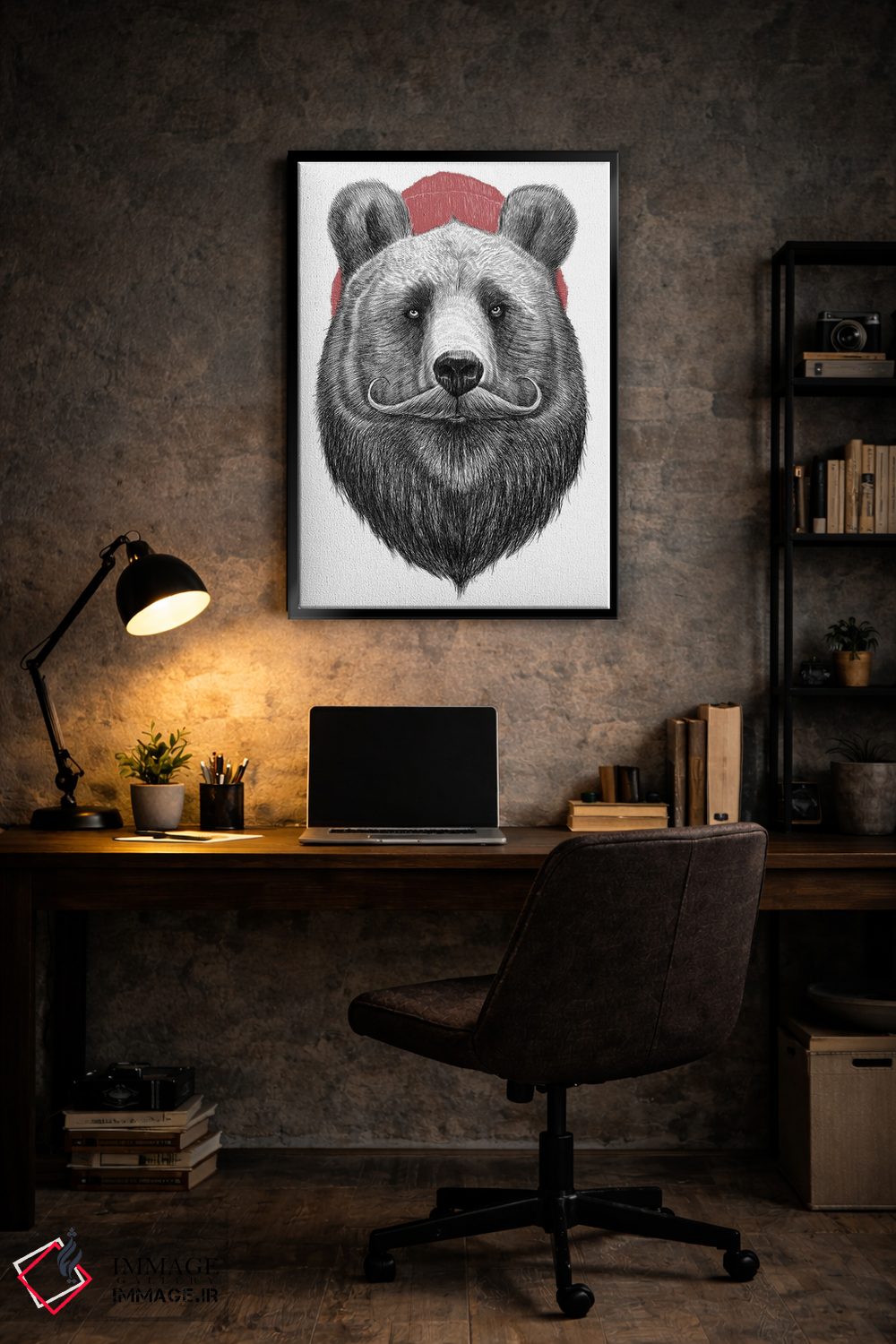 تابلو دکوراتیو خرس ریشو اثر نیکیتا کورنکوف - D4B