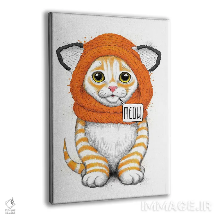 تابلو دکوراتیو بچه گربه با کلاه روباه اثر نیکیتا کورنکوف - نمای پرسپکتیو محصول