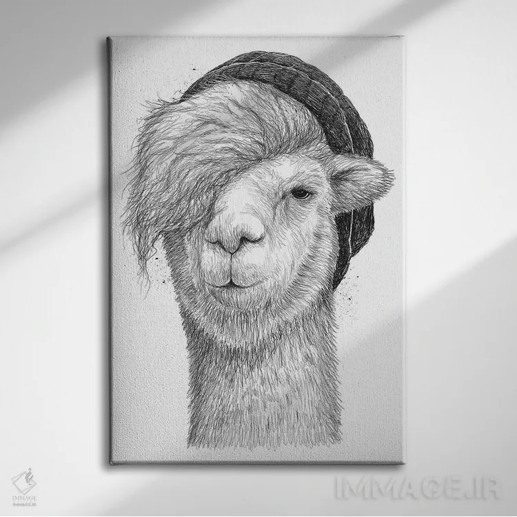 تابلو دکوراتیو لاما اثر نیکیتا کورنکوف - نمای روبهرو روی دیوار