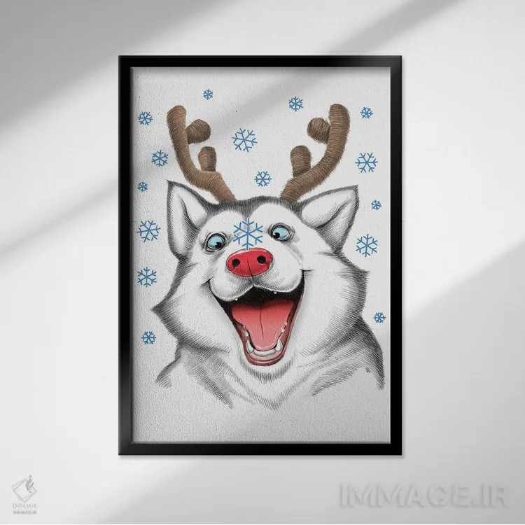 تابلو دکوراتیو هاسکی رودلف اثر نیکیتا کورنکوف - نمای قابدار مشکی