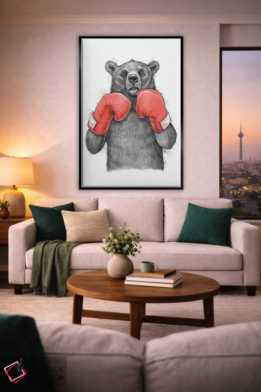 تابلو دکوراتیو خرس بوکسور اثر نیکیتا کورنکوف - D1B