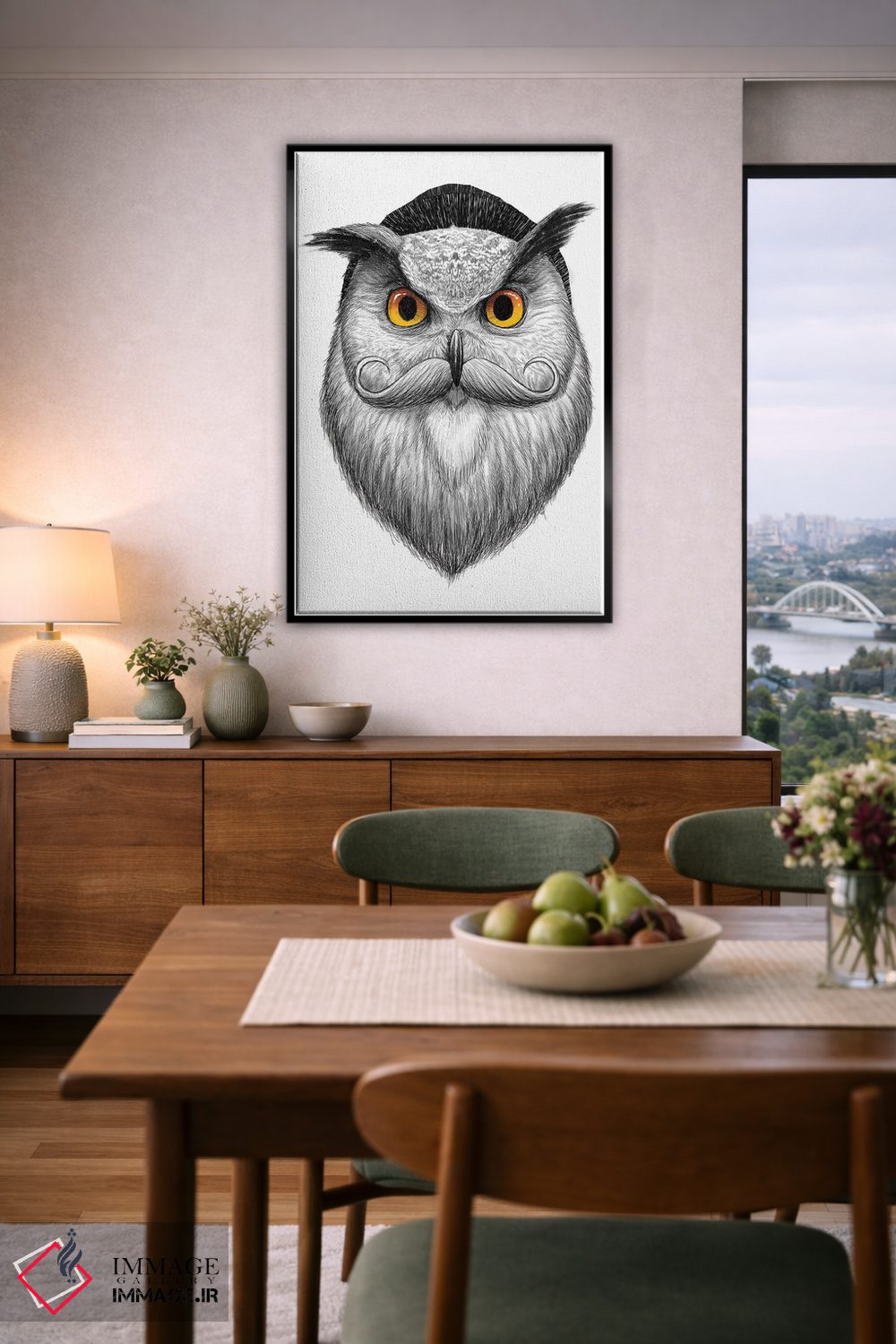 تابلو دکوراتیو جغد ریشو اثر نیکیتا کورنکوف - D6B