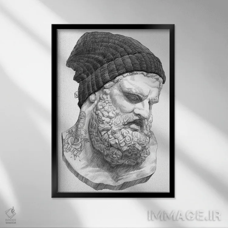 تابلو دکوراتیو هرکول اثر نیکیتا کورنکوف - نمای قابدار مشکی