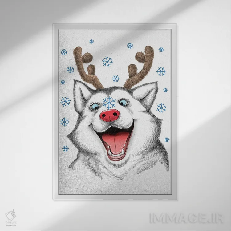 تابلو دکوراتیو هاسکی رودلف اثر نیکیتا کورنکوف - نمای قابدار سفید