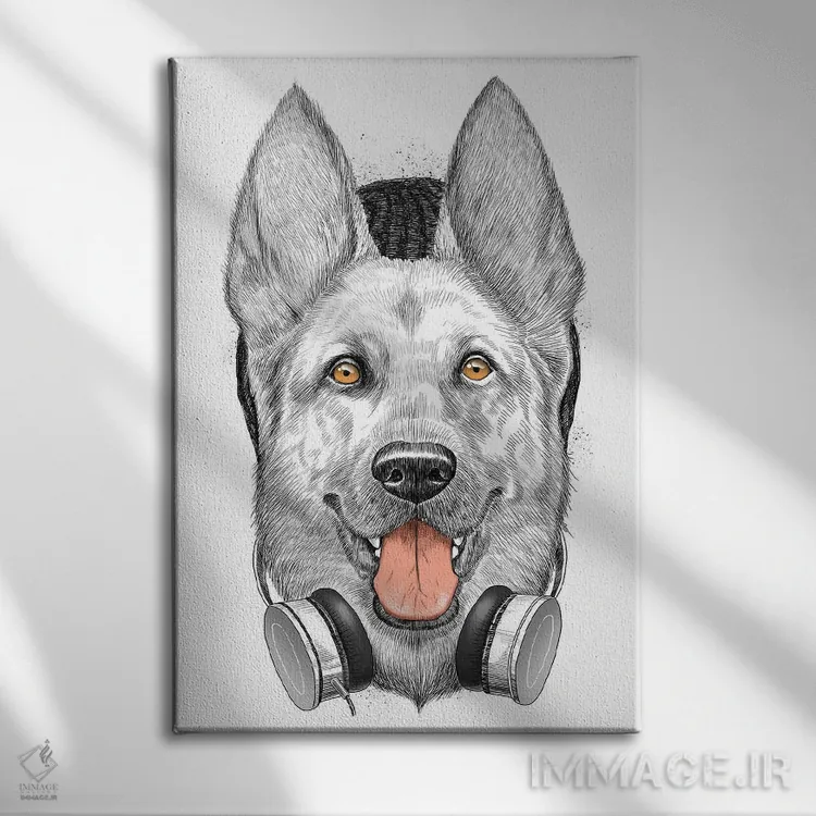 تابلو دکوراتیو سگ شپرد آلمانی اثر نیکیتا کورنکوف - نمای روبهرو روی دیوار