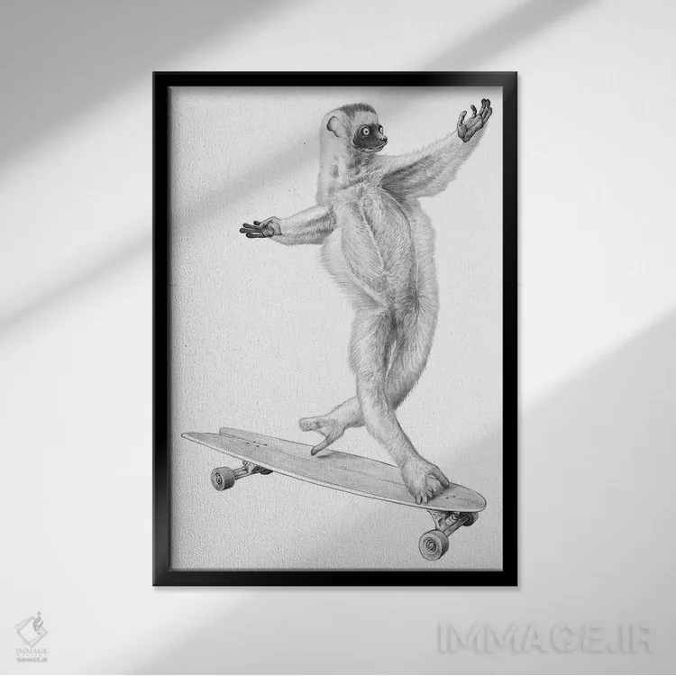 تابلو دکوراتیو لمور روی تخته اثر نیکیتا کورنکوف - نمای قابدار مشکی