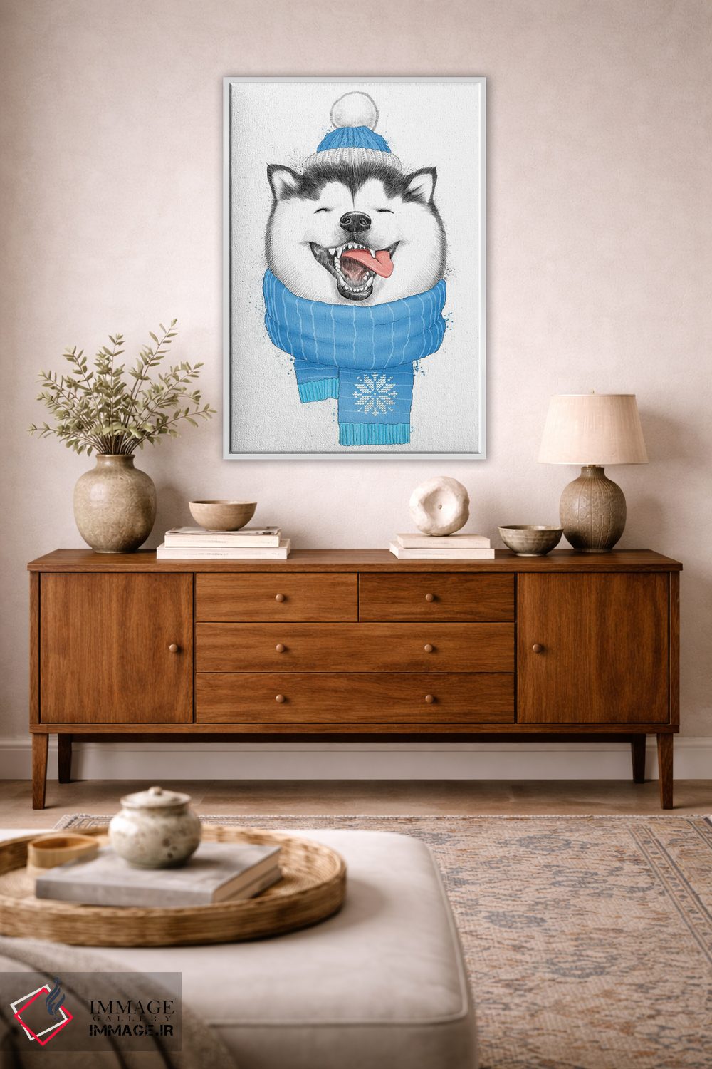 تابلو دکوراتیو هاسکی شاد اثر نیکیتا کورنکوف - D2W