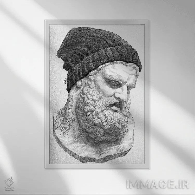 تابلو دکوراتیو هرکول اثر نیکیتا کورنکوف - نمای قابدار سفید