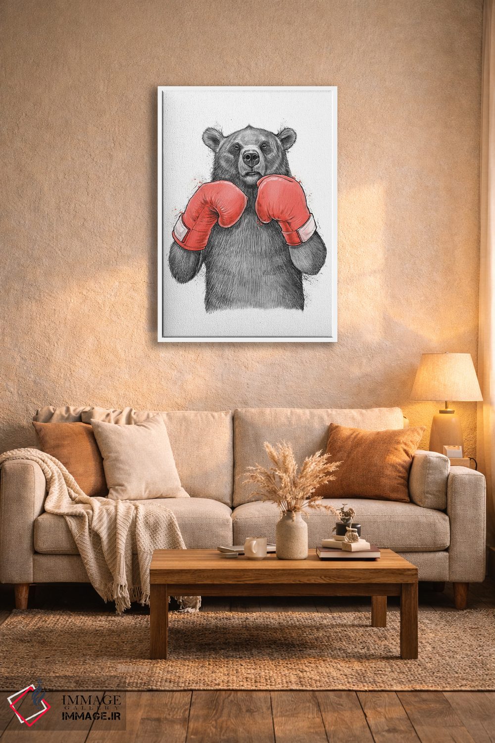 تابلو دکوراتیو خرس بوکسور اثر نیکیتا کورنکوف - D3W