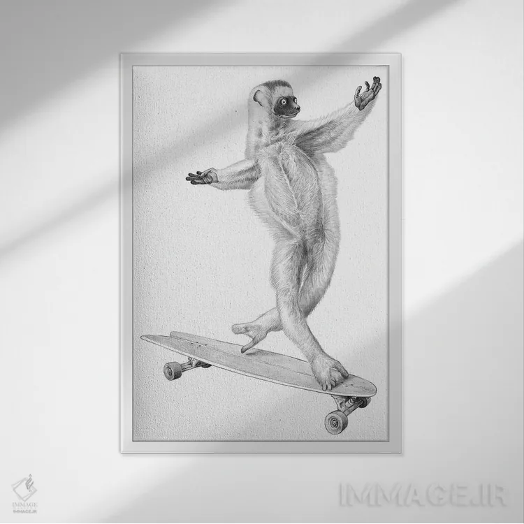 تابلو دکوراتیو لمور روی تخته اثر نیکیتا کورنکوف - نمای قابدار سفید