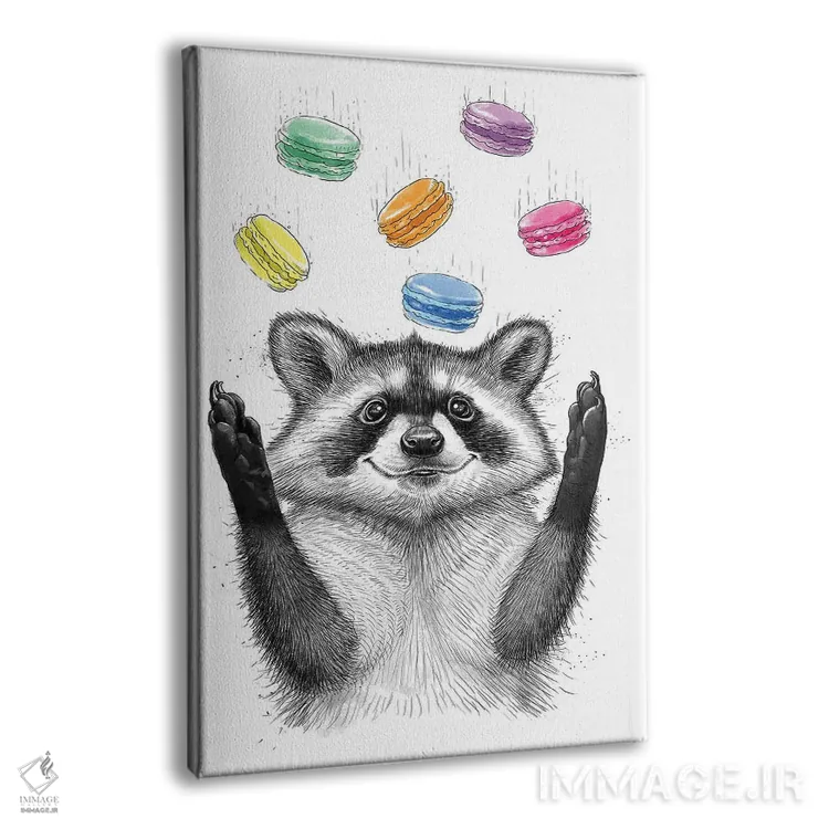 تابلو دکوراتیو راکون و کلوچه ها اثر نیکیتا کورنکوف - نمای پرسپکتیو محصول