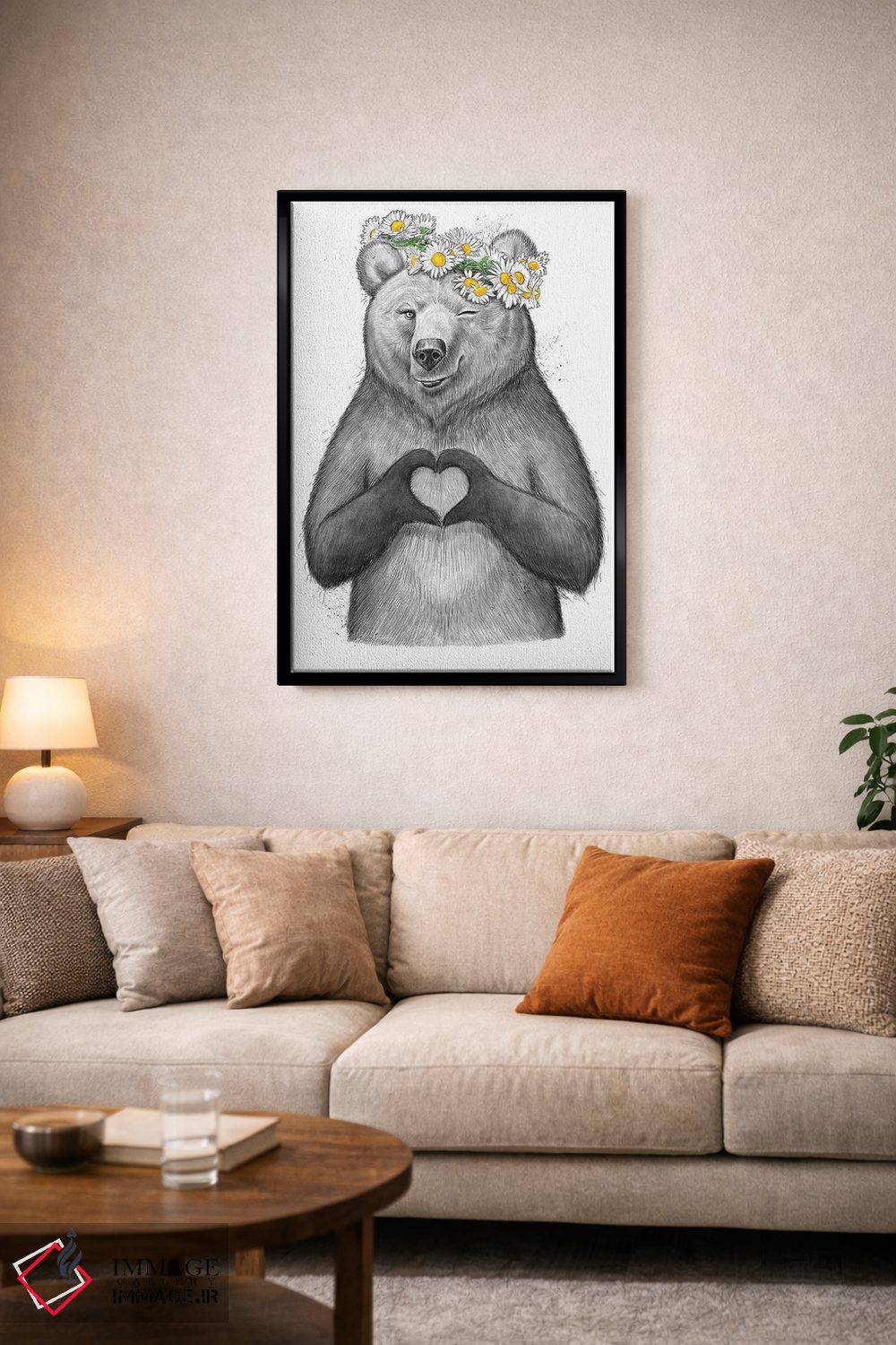 تابلو دکوراتیو خرس دختر با قلب اثر نیکیتا کورنکوف - D4B