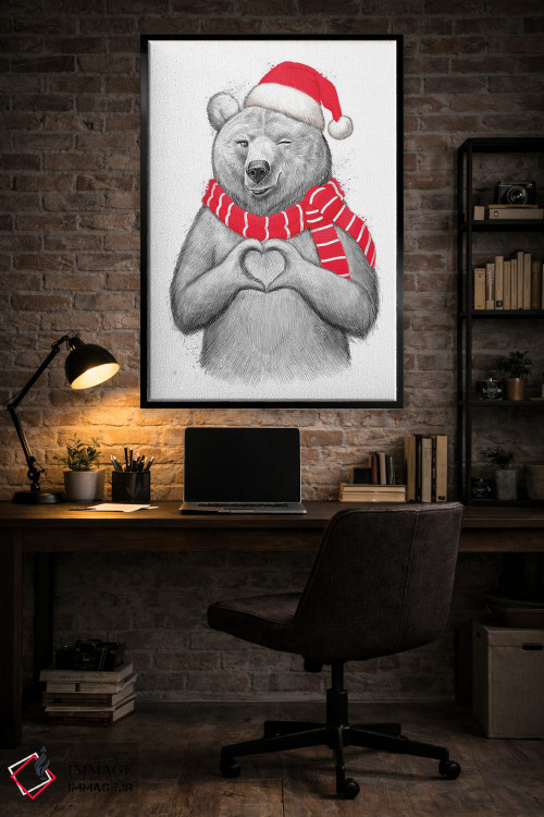 تابلو دکوراتیو خرس کریسمس یک اثر نیکیتا کورنکوف - D4B