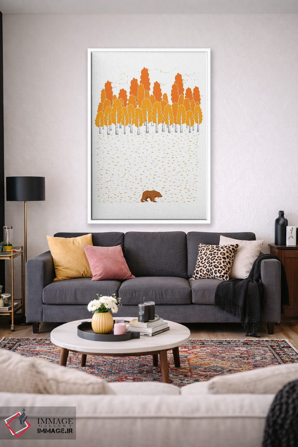 تابلو دکوراتیو درخت غان و خرس اثر نیکیتا کورنکوف - D1W