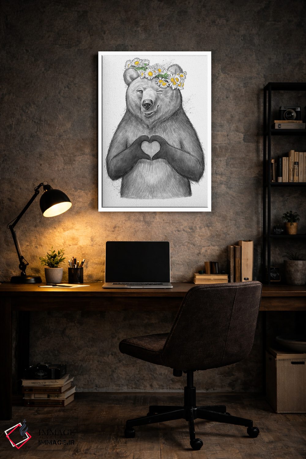 تابلو دکوراتیو خرس دختر با قلب اثر نیکیتا کورنکوف - D6W