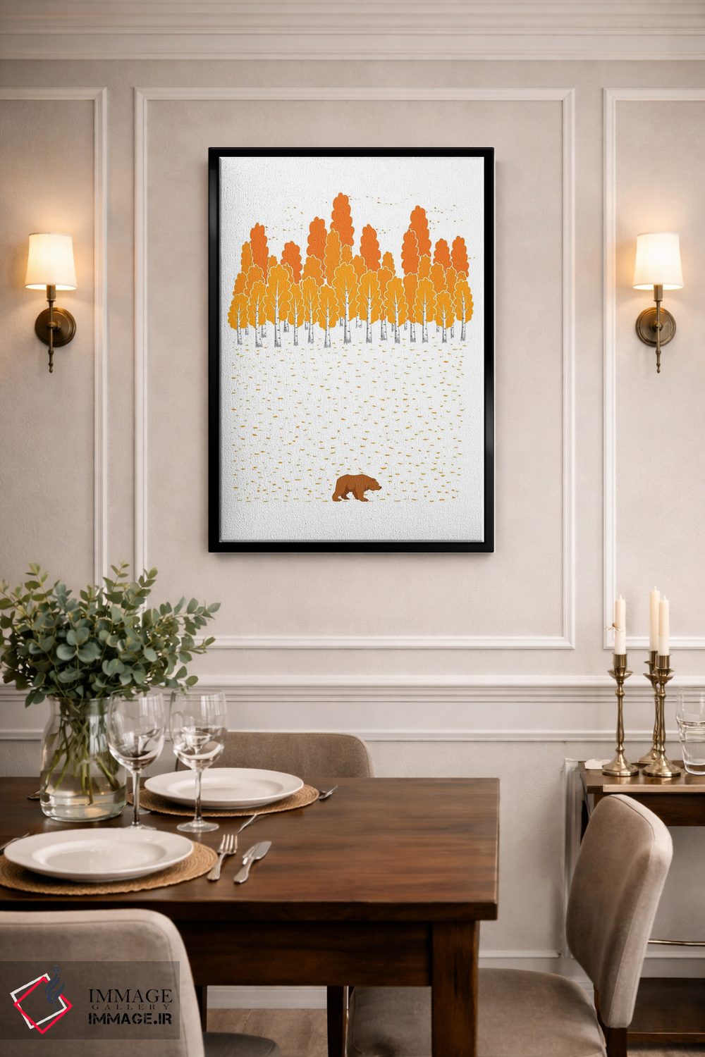 تابلو دکوراتیو درخت غان و خرس اثر نیکیتا کورنکوف - D2B