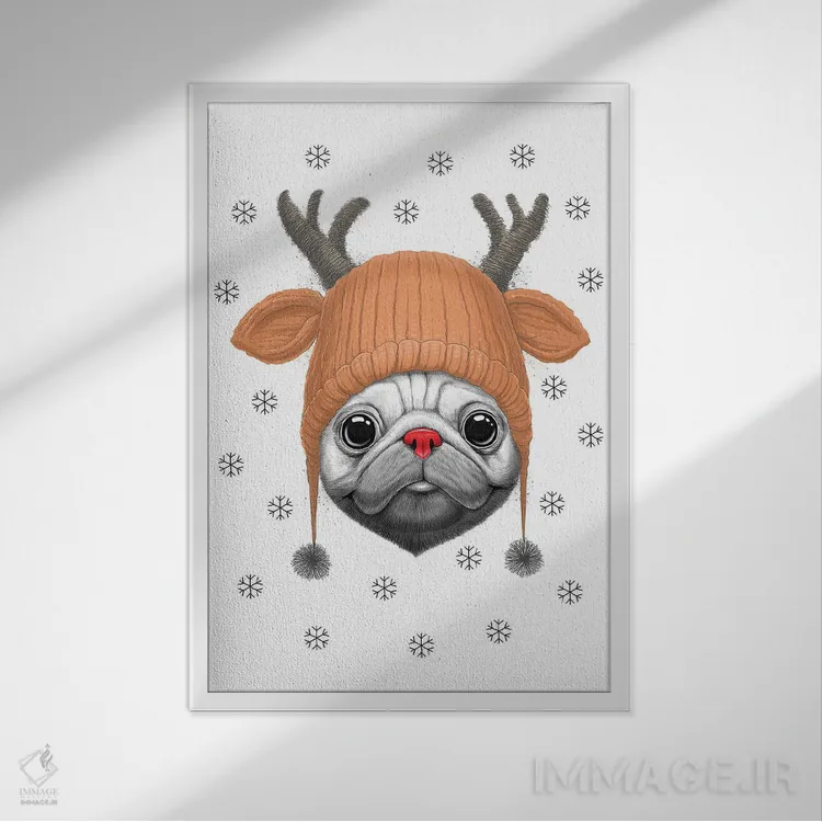 تابلو دکوراتیو پاگ رودلف اثر نیکیتا کورنکوف - نمای قابدار سفید