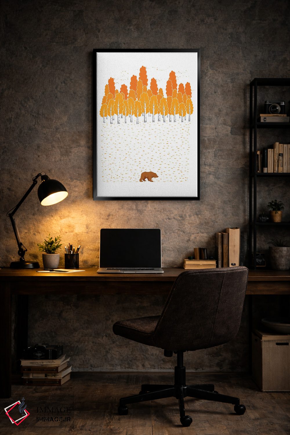 تابلو دکوراتیو درخت غان و خرس اثر نیکیتا کورنکوف - D6B