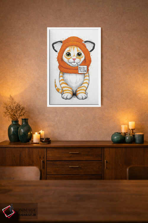تابلو دکوراتیو بچه گربه با کلاه روباه اثر نیکیتا کورنکوف - D1W